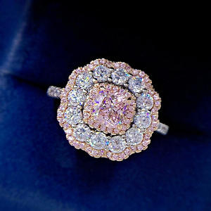 Bague en diamant de laboratoire Bague en diamant VVS Fat square IGI GIA Yellow pink 2-carat Main Stone Radine Yellow Diamond Gemstone Ring - Product Image 3