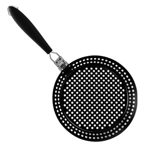 Round Foldable Non-Stick BBQ Strainer Perforated Stainless Steel Baking <b>Pan</b> With Handle Outdoor Grill Dish 31.5Cm - Product Image 5
