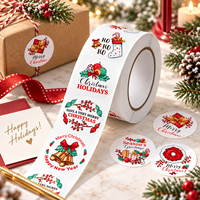 Autocollants ronds de Noël personnalisés, étiquettes adhésives pour cadeaux de fêtes avec motif de cloche et de chaussette pour l'emballage de cadeaux