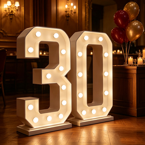Lettere Giganti Luminose 4FT, Numeri LED Luminosi con Illuminazione Bianco Caldo per Decorazioni di Feste di Compleanno e Palcoscenici - Product Image 1