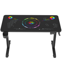 Escritorio Wquantum con Altura Ajustable, Superficie de Vidrio, RGB, para Videojuegos