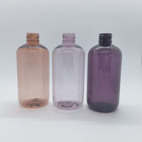 Botol plastik sampo silinder hewan peliharaan, 300ml 500ml kosong Boston bulat kosmetik untuk rambut botol plastik minyak