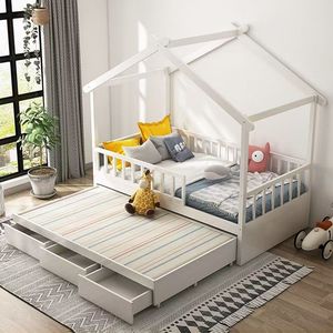 Nuovo <span class=keywords><strong>Letto</strong></span> a Piattaforma <span class=keywords><strong>Montessori</strong></span> per Bambini in Legno di Pino Massiccio, Durevole, con Struttura a Forma di Casa - Product Image 5
