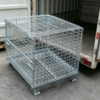 Conteneur en treillis métallique pliable, cage à palettes métallique pliable avec couvercle supérieur, bac de stockage industriel pour pièces automobiles, logistique d'entrepôt