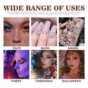 Jaysuing 2 pièces Autocollants de <span class=keywords><strong>maquillage</strong></span> en <span class=keywords><strong>strass</strong></span> pour le visage, les mains et les cheveux, patchs en acrylique, fête, festival, performance, autocollant en <span class=keywords><strong>strass</strong></span> scintillant - Product Image 5