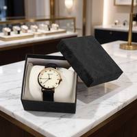 Boîte d'emballage de luxe personnalisée pour montres, avec couvercle et base rigides et insert en mousse - Coffret cadeau en papier texturé de qualité supérieure pour montres-bracelets