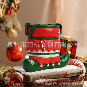 Christmas <b>Stocking</b> Pen <b>Holder</b> Resin Desk Ornament Santa Claus Design For Office Or Home Decoration - Product Image 3