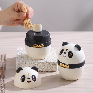 Soporte para palillos de dientes Panda, organizador de escritorio creativo de plástico para uso en el hogar y la oficina con diseño de pajarita - Product Image 2