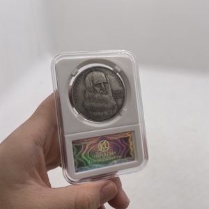 1 pièce, pièce de monnaie ancienne Da Vinci 1452-1519 avec cadre de présentation, pièce de monnaie en argent artisanale, collection commémorative, cadeau commémoratif - Product Image 1