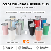 Tasse magique thermosensible en aluminium à changement de couleur 16oz, personnalisable, recyclable, pour boissons froides lors d'événements
