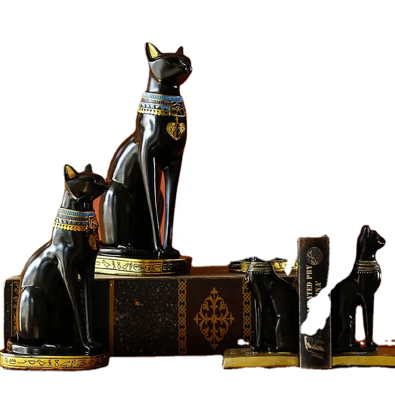 Tempat Lilin Hiasan Buku Dekorasi Praktis Hadiah Lembut Kreatif Eksotis Gaya Kucing Mesir Kerajinan Resin