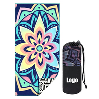 Serviette de plage en microfibre polyester personnalisée, motif mandala floral, super douce, absorbante, séchage rapide, pour les vacances à la plage