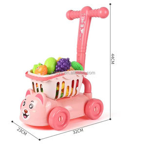 행운의 장난감 시뮬레이션 과일 절단 어린이 슈퍼마켓 트롤리 아기 쇼핑 놀이 집 저장 과일 아이 장바구니 장난감 - Product Image 5