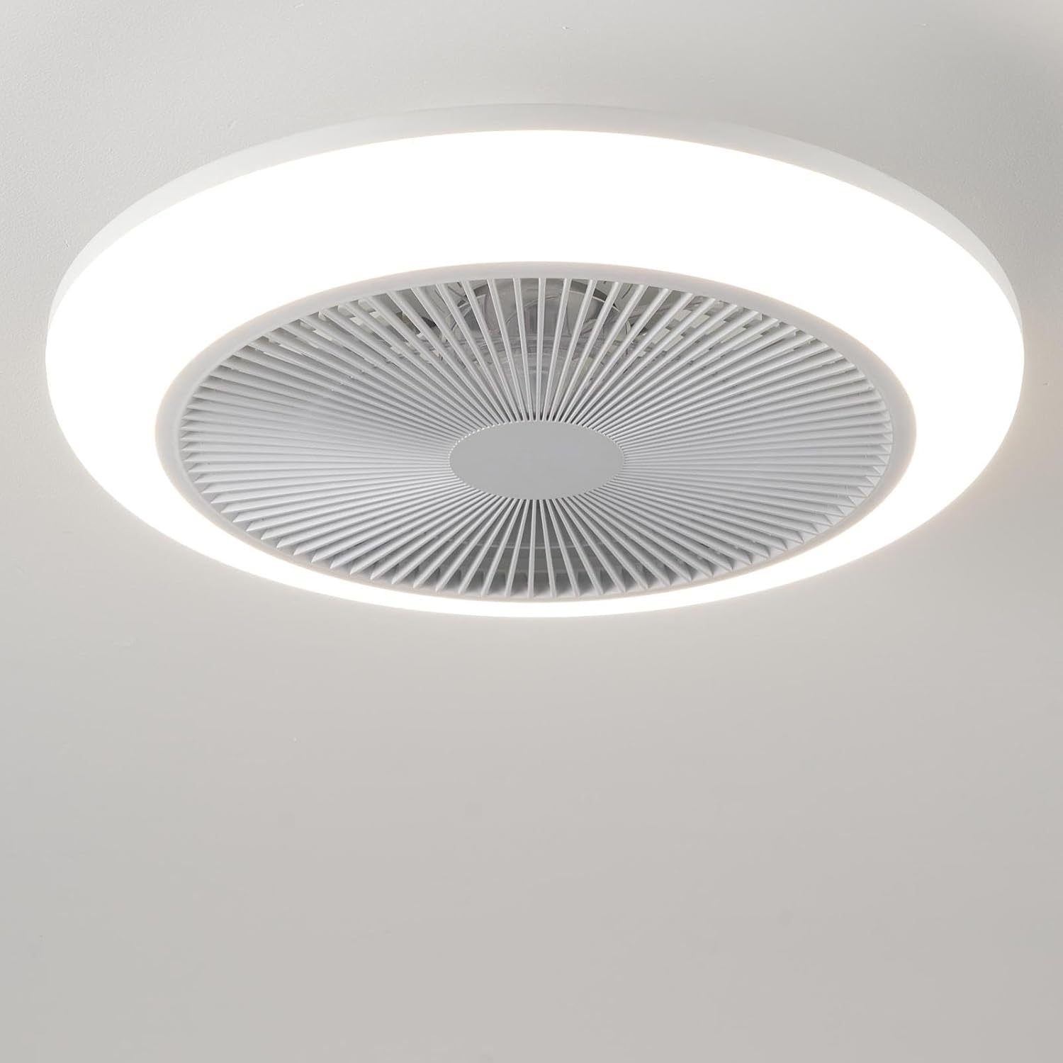 Modern l LED Ceiling Fan Lighting 8 Blades Smart White Household Remote Control 6-Speed Dimmable Low Noise Bedroom