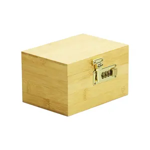 Wooden desktop privacy code lock storage box for important documents medal souvenirs security pine box