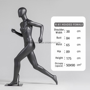 Tête d'oeuf Sport mannequin complet du corps Modèle de corps musclé Finition noire mate Mannequin athlétique masculin - Product Image 5