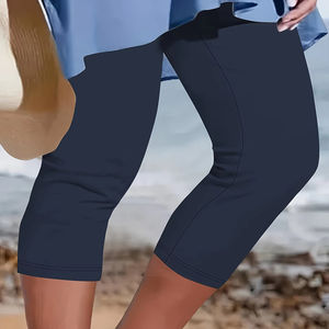 Summer New Casual Sports Yoga Capri Leggings grande taille pour femmes Pantalon court à taille élastique Leggings décontractés pour femmes - Product Image 1