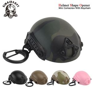 Tactical Mini Fast Helmet Shape <b>Opener</b> <b>Bottle</b> Keychain Portable Corkscrew Backpack <b>Keyring</b> Chain Ring Trend Decorations - Product Image 2