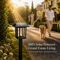 Lampes solaires pour allées extérieures, étanches, 20LM, en métal et verre, lampes à piquet pour jardin, pelouse, villa, propriété, allée, patio