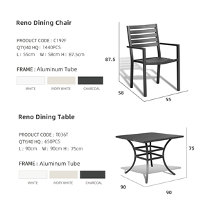 Muebles de Jardín de Lujo, Juego de Mesa y Sillas de Comedor de Aluminio para Exteriores, para Hotel, <span class=keywords><strong>Restaurante</strong></span>, Comercial, Moderno - Product Image 3