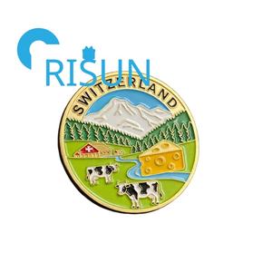 Pièces commémoratives en métal émaillé 3D, souvenirs de la <span class=keywords><strong>Suisse</strong></span>, Helvetia, pièces de défi personnalisées, hélicoptères des <span class=keywords><strong>Alpes</strong></span> suisses, vente en gros - Product Image 3