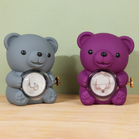 Boîte à bijoux rotative en forme d'ours rose délicat, en plastique haut de gamme et velours, avec fleur éternelle, souvenir pour femme, idéal pour les cadeaux de fêtes