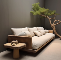 Mobilier d'extérieur en bois massif teck haut de gamme ensembles de jardin d'hôtel canapé d'extérieur Villa avec table basse ensemble de meubles de patio Villa