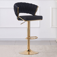 Tabourets de bar hauts de gamme en métal doré et cuir, style nordique moderne, avec dossier, pour cuisine et maison, mobilier abordable
