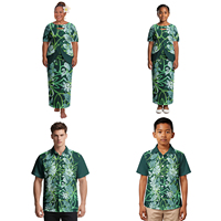 Vêtements classiques Chemises pour hommes Chemises pour garçons Robes pour femmes Puletasi Robes pour filles Imprimé Hibiscus Samoan Polynésien Ensemble de 4 vêtements assortis pour la famille
