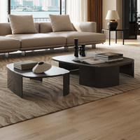 Table basse ovale en pierre frittée, style italien, luxe léger, moderne et minimaliste, mobilier de salon design