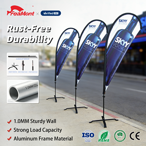 FEAMONT Reusable and Collapsible Teardrop Flag Beach Flag with Carry Bag for Roadshows, Festivals and Seasonal Promotions