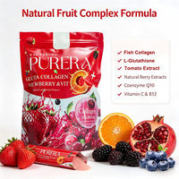 Poudre de Collagène au Glutathion 300 000 mg, Peptides de Collagène, Tomate, Baies, CoQ10, Vitamine C, B12 – Formule Éclaircissante pour Boisson Beauté