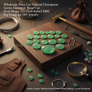 Wholesale Natural Chrysoprase Green Faceted <b>Rose</b>-Cut Oval Gemstones 22x16x8 to 8x6x3 MM <b>Top</b> Grade Loose DIY Jewelry Making - Product Image 3