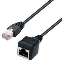 Cable de Extensión Ethernet Metabee Cat5e RJ45 de Cobre Sólido Blindado, Acoplador de Conector de Red 8P8C para Montaje en Panel con Alivio de Tensión, Negro