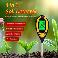 Testeur de sol 4 en 1, pH-mètre, humidimètre, thermomètre, écran LCD pour jardin, agriculture, plantes