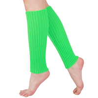 Chaussettes sans pied en tricot fluorescent pour femmes des années 80, chaussettes côtelées, bas, accessoires d'Halloween