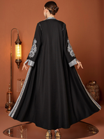 Robe musulmane grande taille brodée appliques strass Abaya vêtements du Moyen-Orient pour femmes
