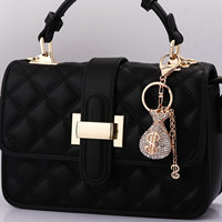 Bijoux en alliage de collecte de fortune avec diamants sac d'argent pendentif signe de Dollar porte-clés porte-bonheur accessoires de porte-clés de voiture