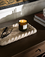 SAIDKOCC Plateaux de rangement spacieux en pierre de marbre beige naturel, avec bordure torsadée, personnalisables, pour la décoration intérieure
