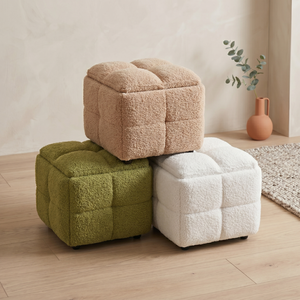 <span class=keywords><strong>Sgabello</strong></span> Moderno in Velluto Teddy con Contenitore, Imbottito in Spugna, <span class=keywords><strong>Piccolo</strong></span> Quadrato Impilabile, Pouf Portatile per Ingresso e Camera da Letto, Morbido Arredo Casa - Product Image 4