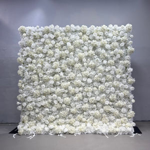 ผนังดอกไม้ประดิษฐ์ 3 มิติ รุ่น FS-White Silk แบบม้วน สำหรับตกแต่งงานแต่งงาน - Product Image 4