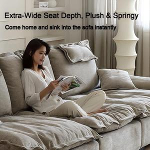 Canapé en tissu style voilier MYUZ 2025 pour salon - Extra large, amovible et lavable, style rétro crème, dossier réglable - Product Image 5