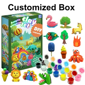 KHY פיסול חרס למבוגרים פולימר יצירת זיהומים לילדים תינוק מלאכת יד 25 אומנויות ואוויר יבש חימר אקרילי ערכת צבע - Product Image 3