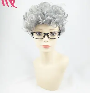 Middle aged and old men's wig simulation sending father's white show Wig Black and white short curly hair acting as the elder