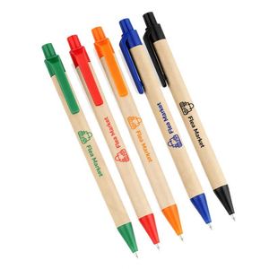 Stylo bille en papier écologique Kraft promotionnel pas cher, personnalisable avec logo pour marché aux puces - Product Image 1