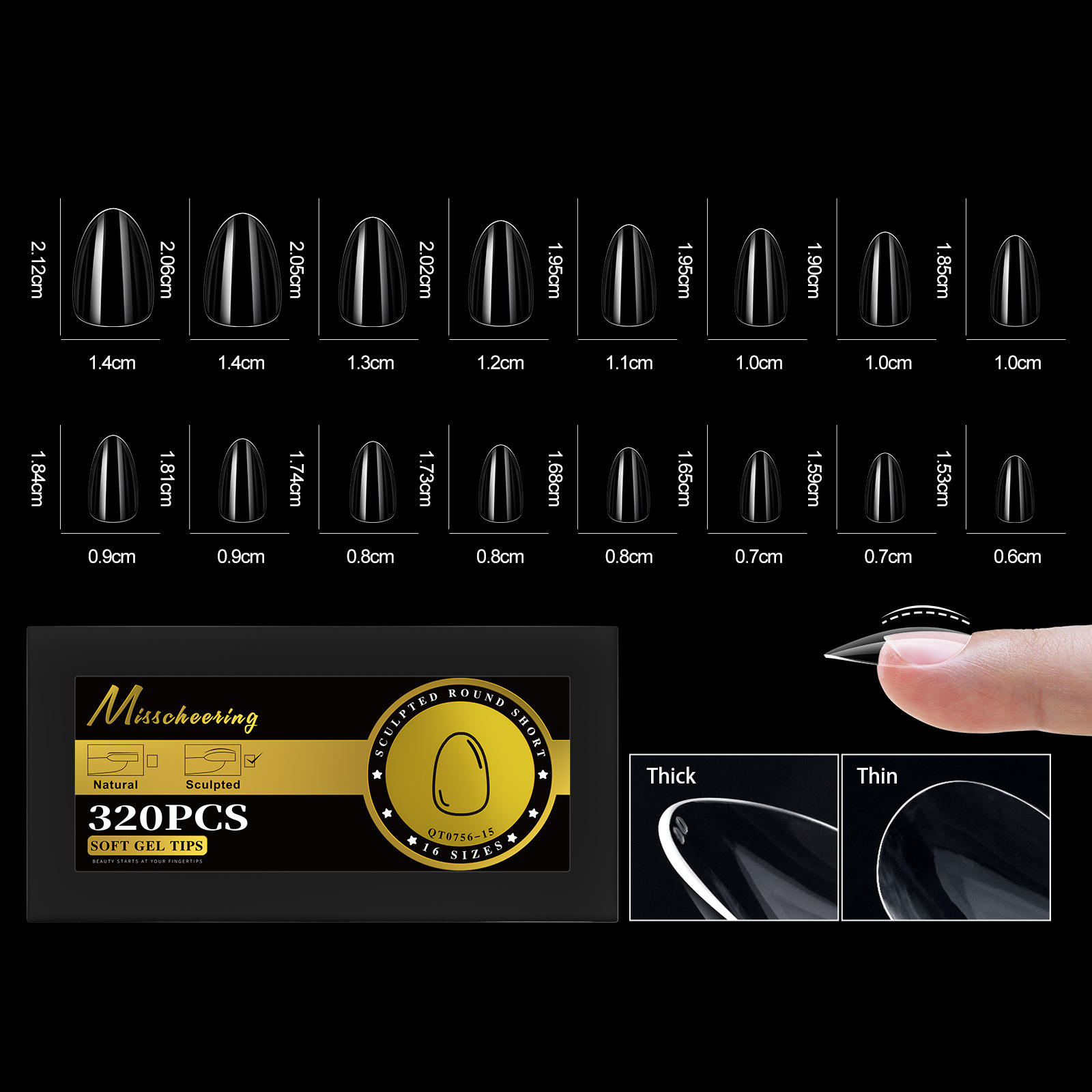 Pièce d'ongle en arc européen et américain, code 15320pcs-s