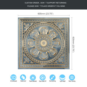 Paneles de pared estéreo de PVC de estaño en relieve decoración Interior cuadrada para Hotel Cafe Club Salon-impermeable a prueba de fuego oro ahumado <span class=keywords><strong>PL17</strong></span> - Product Image 5