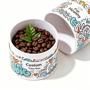 Tubo Cilíndrico de Papel Kraft Blanco Personalizado de Grado Alimenticio, Envase Biodegradable para Granos de Café y Té Orgánico con Ventana Transparente - Product Image 1