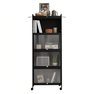 5 Tier <b>Kitchen</b> <b>Storage</b> Baker's Rack With Flip Up Pc Doors Black Minimalist Design Freestanding For <b>Kitchen</b> - Product Image 1