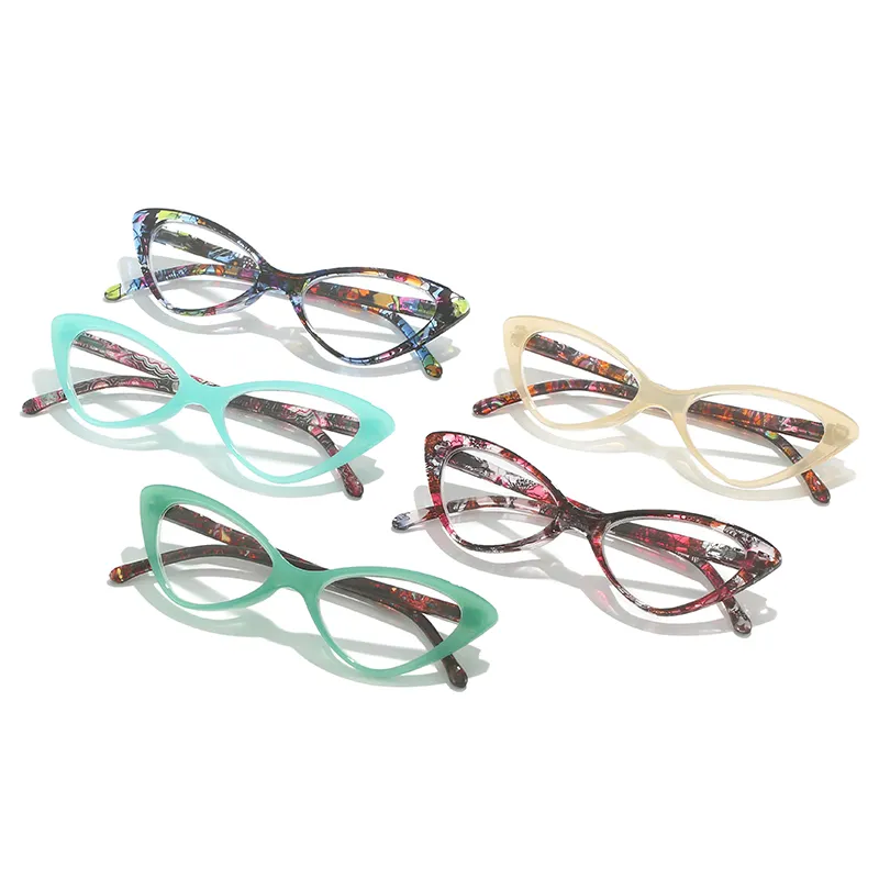 Hs2157 Full Rim Pc Frame Presbyopie Minus Kleur Cat Eye Leverancier Groothandel Vrouwen Corrigerende Brillen Flexibele Leesbril